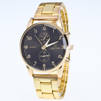 Mens Gold Watches Diamond Dial Gold Steel Analog Quartz Wrist Watch BK - intl  