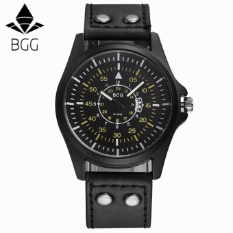 Men's Leather Band Watches Business Sport Analog Quartz Date Wrist Watch - intl  