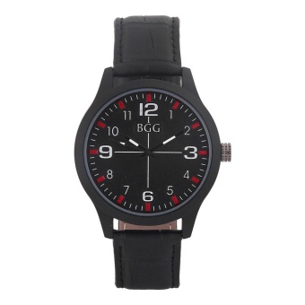 Men's Leather Band Watches Business Sport Analog Quartz Wrist Watch - intl  