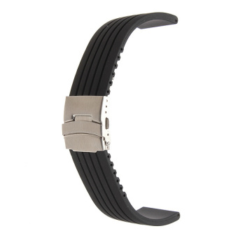 Mens Silicone Rubber Watch Strap Band Waterproof Deployment Clasp 18mm  