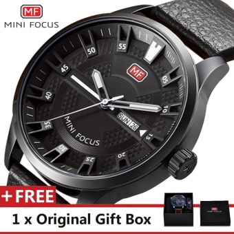 MINI FOCUS Top Luxury Brand Watch Famous Fashion Sports Cool Men Quartz Watches Calendar Waterproof Leather Wristwatch For Male MF0028G - intl  
