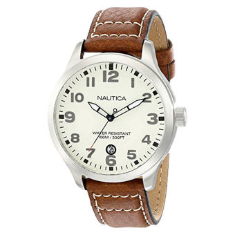Nautica Men's N09560G BFD 101 Stainless Steel Watch with Brown Leather Band (Intl)  