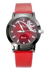 OEM 633488 Jam Tangan Wanita Faux Leather Strap - Merah