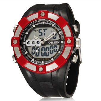 OHSEN Sport Waterproof Backlight Digital Alarm Boys Mens Wrist Watch Gifts (Red)  