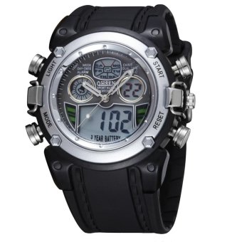 Ohsen Unisex Quartz Vintage Silicone Waterproof Sport LED Watch 30m(White) - intl  