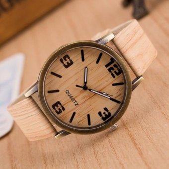 Okdeals Wooden Quartz Men Watches Casual Wooden Leather Strap Watch Wood Wristwatch #4  