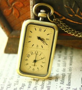 ooplm Hot sale dropship two dail display quartz for women braonze pocket watch clock pendant (as pic)  