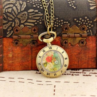 opoopv Wholesale Dropship Small Old Necklace Women Mini Gifts With Long Chain Pendant Pocket Watch Face (as pic) - intl  