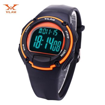 [ORANGE] VILAM 09022 Digital Sports Watch LED Light Date Day Chronograph Display 5ATM Wristwatch - intl  