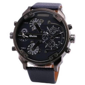 Oulm Jam Tangan Analog Leather Strap- 3548 - Black  