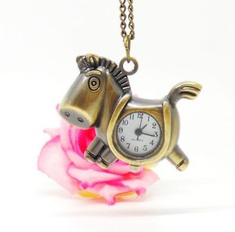 oxoqo Wholesale Antique Bronze Horse Pendant Vine Pocket Watch Necklace Best Gift Hot Sale Dropship - intl  