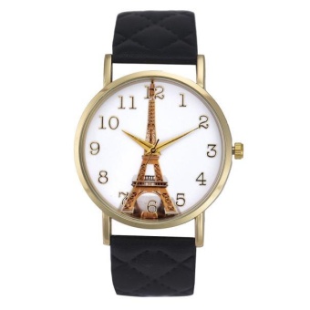 Paris Eiffel Tower Women Faux Leather Analog Quartz Wrist Watch BK - intl  