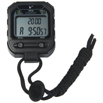 PC70 2 Rows 30 Memories LCD Electronic Stopwatch with Alarm Calendar Function (Black)  