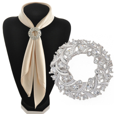 Phoenix B2C Womenu0026#39;s Round Sparkling Silk Ribbons Buckle Rhinestone Alloy Scarf Holder