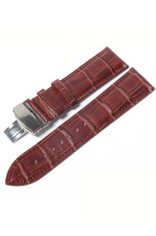 PU Leather Waterproof Adjustable Replacement Watchband Watch Band Strap Belt with Folding Clasp for 22mm Watch Lug Brown  