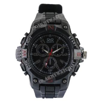 Q&Q - Jam Tangan Analog Pria - Rubber Hitam - Dial Hitam - Bezel Hitam QQX 1051-01  