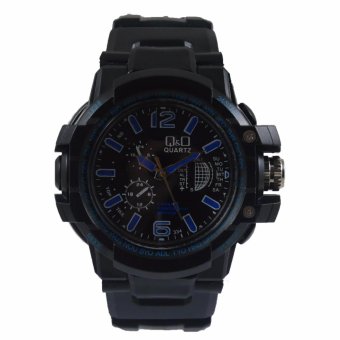 Q&Q - Jam Tangan Analog Pria - Rubber Hitam - Dial Hitam - Bezel Hitam QQX 1081-02  