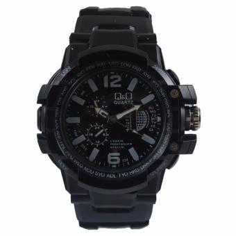 Q&Q - Jam Tangan Analog Pria - Rubber Hitam - Dial Hitam - Bezel Hitam QQX 1081-04  