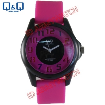 Q&Q - Jam Tangan Analog Unisex - Rubber Pink Tua - Dial Pink Tua - Bezel Hitam QQX 1125-06  