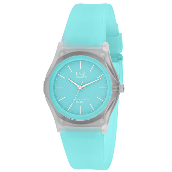 Q&Q Resin Analog Jam Tangan Wanita - Hijau Tosca - Strap Karet - VQ04J006Y  