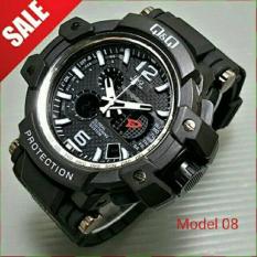 Q&Q Jam Tangan Sport Pria - Rubeer Strap - Dual Time qq677