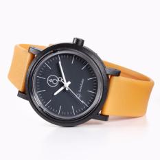 Q&Q Smile Solar NEW Edition - Jam Tangan Pria Dan Wanita - Oren Hitam - Strap Karet - RP12J002Y