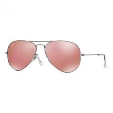 Ray-Ban Sunglasses Aviator Large Metal RB3025 - Matte Silver (019/Z2) Size 55 Brown Mirror Pink