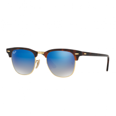 Ray-Ban Sunglasses Clubmaster RB3016 - Shiny Red/Havana (990/7Q) Size 51 Blu Flash Gradient