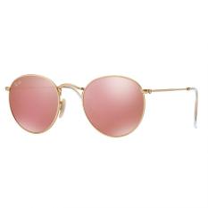 Ray-Ban Sunglasses Round Metal RB3447 - Matte Gold (112/Z2) Size 53 Brown Mirror Pink