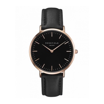 ROSEFIELD Women's Simple Style Thin Leather Strap Quartz Watch(Black) - intl  
