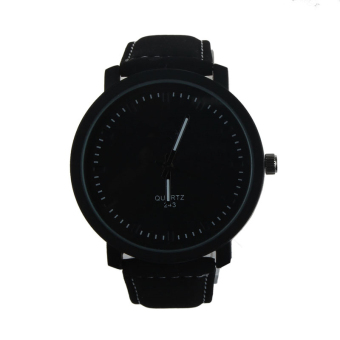 ROSIVGA Lover Men Woman Stainless Steel Leather Band Quartz Wrist Watch (Black+Black)  