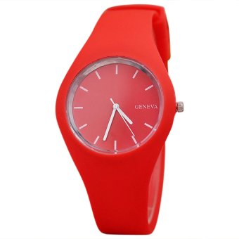 S & F Geneva Unisex Analog Quartz Candy Color Silicone Sports Wrist Watch - Red  