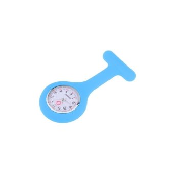 S & F Silicone Round Dial Analog Quartz Nurse Watch with Pin Blue  