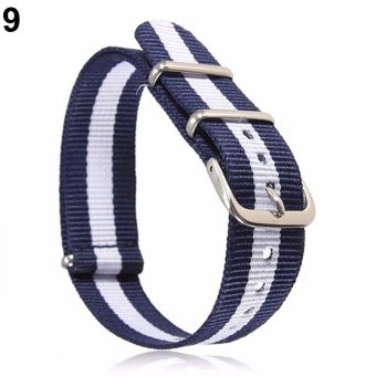 Sanwood® 18mm/20mm Adjustable Durable Nylon Wrist Watch Band Strap Replacement Tool 20mm (Navy_white_navy) - intl  