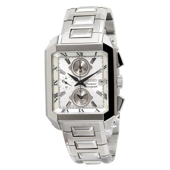 Seiko Watch Premier Chronograph Silver Stainless-Steel Case Stainless-Steel Bracelet Mens Japan NWT + Warranty SNA741P1  