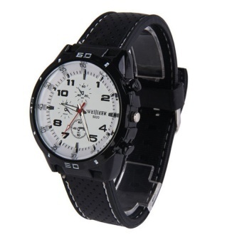 Silicone Gel Band SportsAnalog Wristwatch White Dial for Men (Black) - intl  