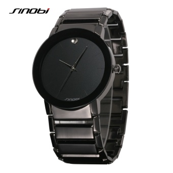 SINOBI 9106 Simple Men's Black Wrist Watches Stainless Steel Watchband Geneva Quartz Clock - intl  