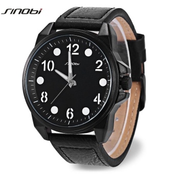 Sinobi 9609 Stylish Male Quartz Watch Leather Luminous Pointer Wristwatch - intl  