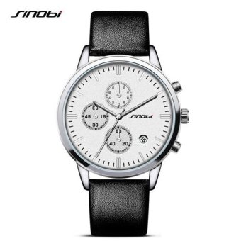 SINOBI 9629 Fashion Mens Wrist Watches Sports Multifunction Chronograph Leather Watchband Geneva Quartz Clock - intl  