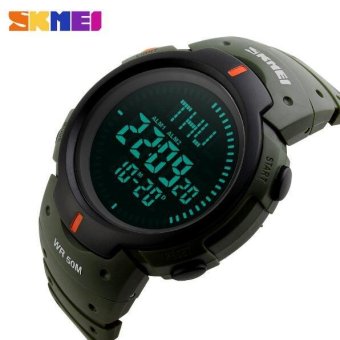 SKMEI Brand Men Sports Watches 5ATM Water Proof Digital Outdoor Military Watch EL Backlight Compass Countdown Wristwatches?green? - intl  