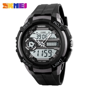SKMEI Brand Watch Men Sports Watches LED Back Light 50M Water Resistant Shock Military Watch Quartz Digital Dual Display Wristwatches 1202 - intl  