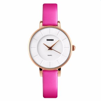 SKMEI Luxury Ladies Quartz wristwatch Automatic waterproof watch Fashion Women leather Watch top quality famous Dress clock(Rose) - intl  