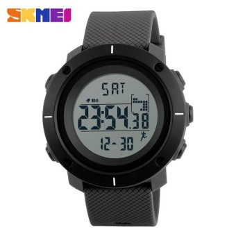 SKMEI Men Sports Watches Pedometer Calories Digital Wristwatches Chrono Back Light Repeater Waterproof 1215 - Gray - intl  
