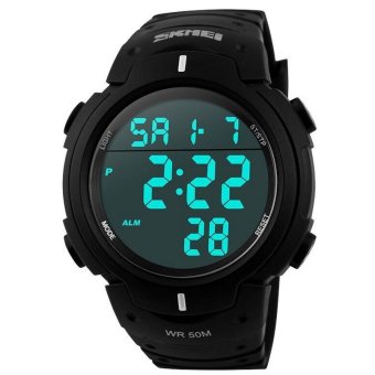 SKMEI Pioneer Sport LED Men Digital Action DG1068 Watch Anti Air Water Resistant WR 50m Strap Tali Karet Silicone - Hitam  