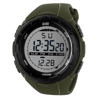 SKMEI pria Sport LED Waterproof tali karet jam tangan - hijau 1025  