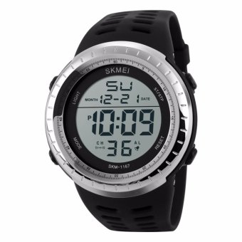 SKMEI Sport Watch Silicone Strap Water Resistant 50m Jam Tangan Sport Waterproof Day Date Stopwatch 1167 - Hitam  