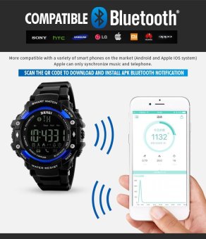 SKMEI Watch 1226 New Men Smart Digital Sport Watch Sleep Monitor Call Reminder Remote Camera Pedometer Wristwatches Relogio - intl  