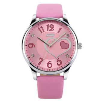 SKMEI Womens Automatic Watch Womens Fashion Leather clock top quality famous china brand waterproof luxury military vintage(Pink) - intl  