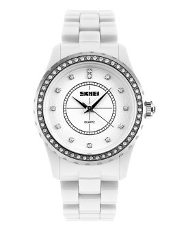 SKMEI Women's SK1159B Analog Display Crystal Japan Quartz Waterproof Wrist Watch White - Intl  