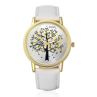 SOXY Stylish Women Casual Watch Quartz Tree printed Elegant Wristwatch(White) - Intl  
